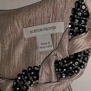 Boston Proper womens dress S Beige Sparkle Halter